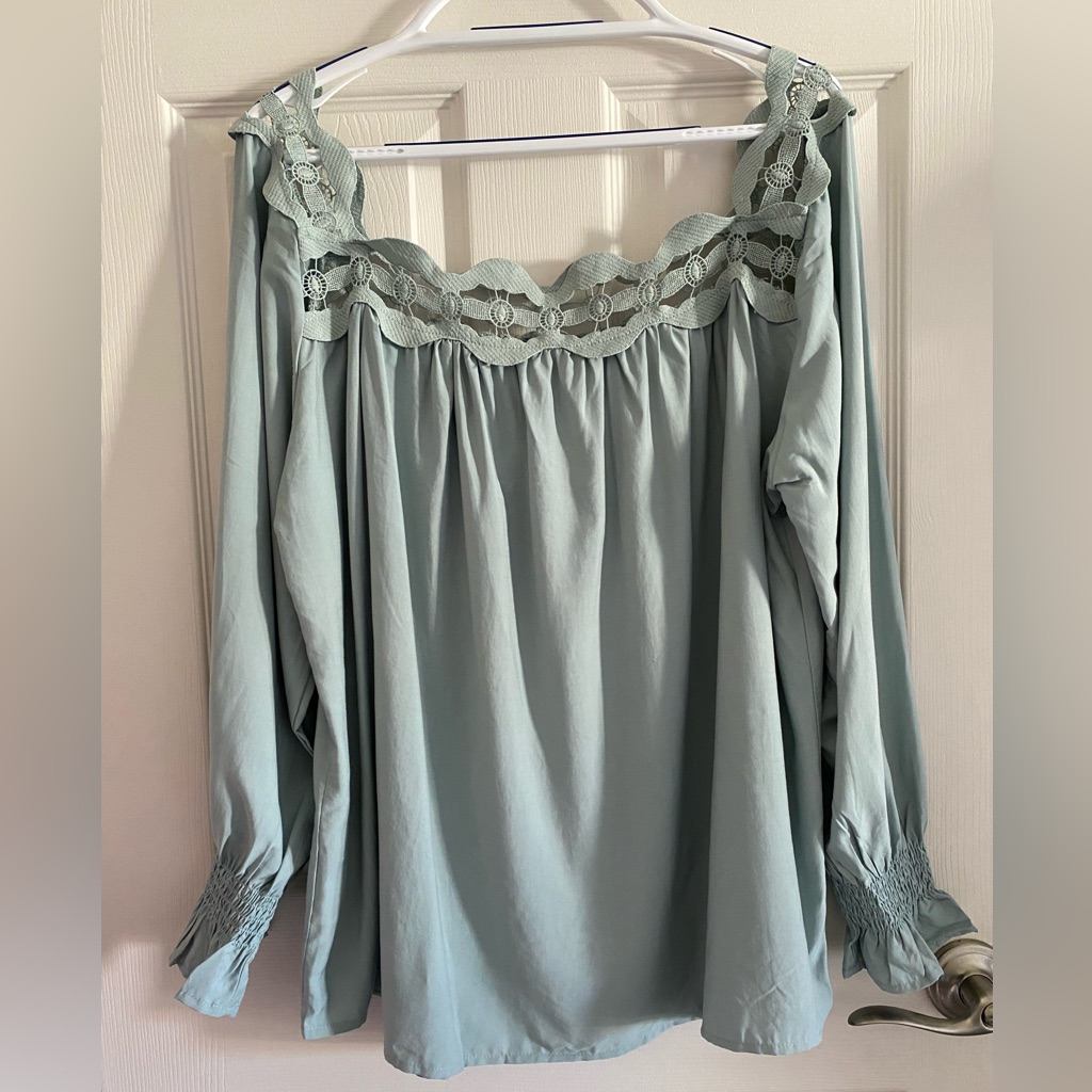 Nwot Lace Hollow-Out Scalloped Neck Blouse - 2x